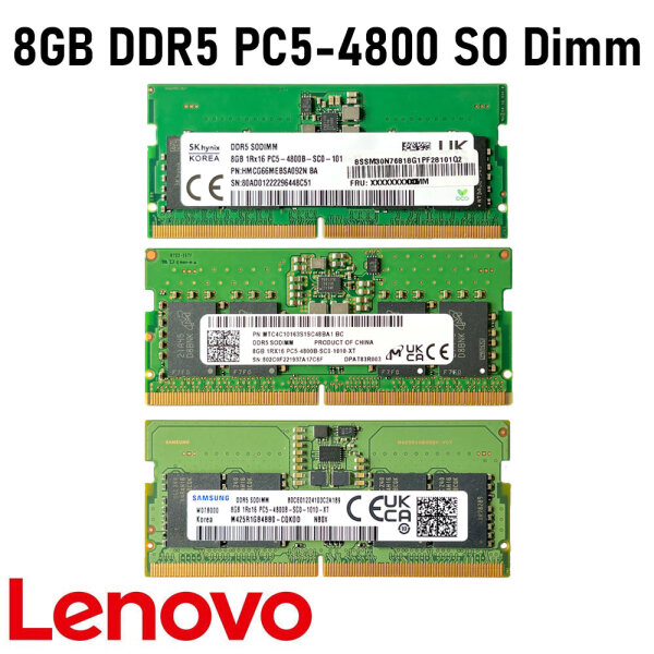 Lenovo 8GB RAM Modul DDR5 - SO DIMM 262-PIN - 4800 MHz - SAMSUNG, SK HYNIX, MICRON