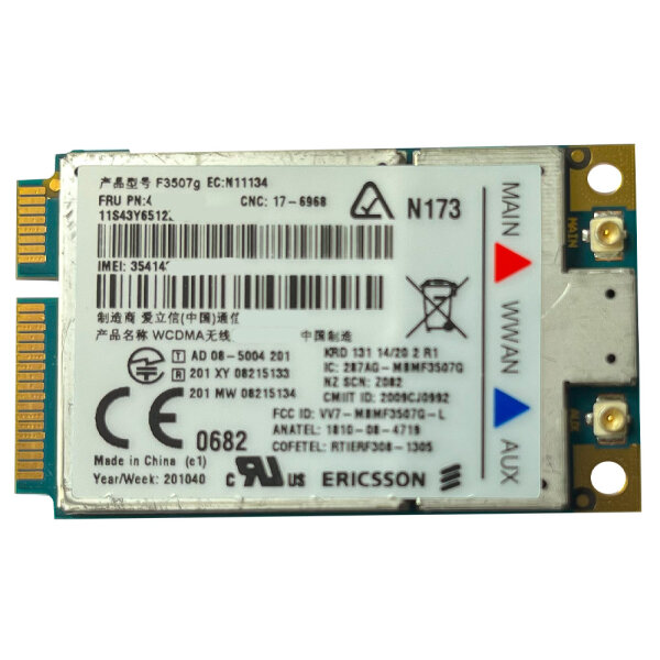 IBM Lenovo ThinkPad Ericsson F3507g 3g WWAN UMTS HSDPA Karte