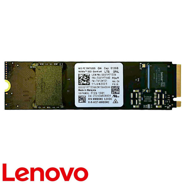 512GB Western Digital M.2 NVMe Opal PCIe 2280 4.0x4  SSD Drive FRU 5SS1P71460 / SN7100S