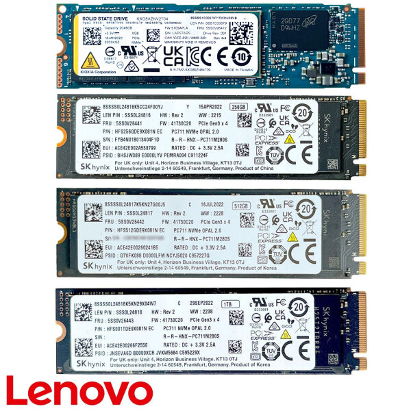 Lenovo 256GB 512GB 1TB 2TB SSD M.2 2280 PCIe NVMe Notebook PC interne Festplatte